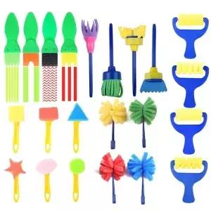 12/22/30/48PCS 스펀지 스탬프 브러시 페인트 키트 롤러 DIY 그래피티 공예 도구 학교 미술 수업 문구