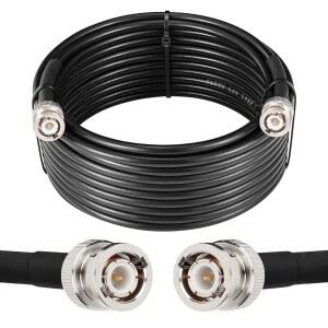 MOOKEERF BNC 케이블 - 25FT RG58 50옴 수-수 동축 케이블 안테나 RF 라디오 모뎀 오실로스코프 스펙트럼 등에 적합한 저손실 연장 (블랙)