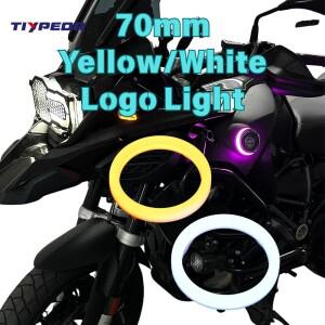 BMW호환 LED 엔젤아이 70mm 오토바이 라이트 COB 원형 방수 화이트/옐로우 링 로고 백라이트용 TIYPEOR