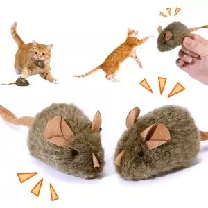 인터랙티브 마우스 플러시 고양이 씹는 자동 삑삑이 소리 나는 모방 쥐 모양 물림 방지 새끼 용품