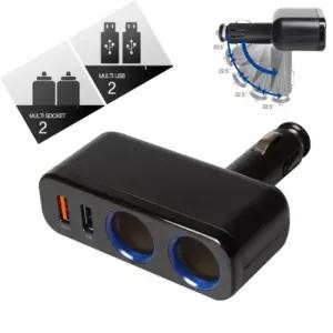 릿츠 S32 퀄컴 고속충전 2소켓+2USB (플러그일체)차량용시거기 용2구 용멀티기 용USB허브 잭2구 시거짹 용