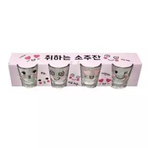 취하는 소주잔 글라스 4p 술잔 사케잔 양주잔 유리잔 맥주잔 맥주컵