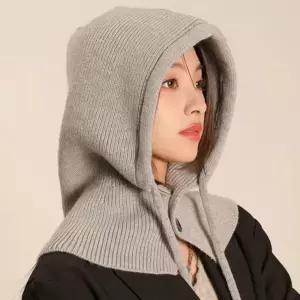 여성 후드 바라클라바 겨울 모자 넥워머 일체형 방한 보온 니트 목토시