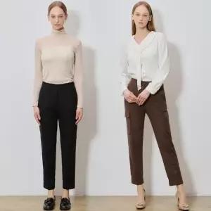 2SET [르오트(LeOT)] 세미배기 기모 울 블렌디드 카고팬츠 2종세트-사이즈 55~99까지