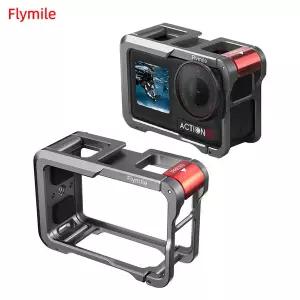 dji 호환 Action 5 Pro/4/3 프레임 케이스용 Flymile 금속 케이지 콜드 슈 확장 카메라 액세서리가 포함된