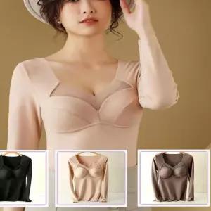 따뜻함 부드러운 브라캡 내복상의 이너웨어 기모내의 스킨 피치기모 x-WD30375 보온내의 캡내장