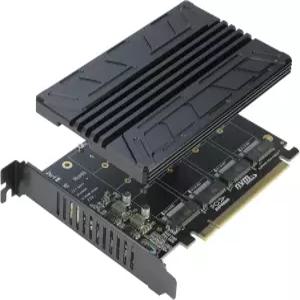 Quad NVMe PCIe 어댑터 RIITOP 4포트 to PCI-e 4.0/3.0 x16 확장 컨트롤러 카드 2280/2260/2242/2230용