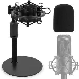오디오 테크니카 AT2020용 업그레이드된 데스크탑 마이크 스탠드 조절 가능한 쇼크 마운트 및 폼