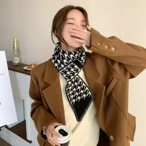 직장인 간편고리식 체크무늬 미니 머플러 40대 여친선물 아기엄마 숄