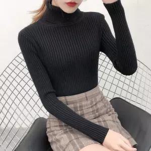 여성 목폴라 니트 슬림한 목티 기본 디자인 폴라티