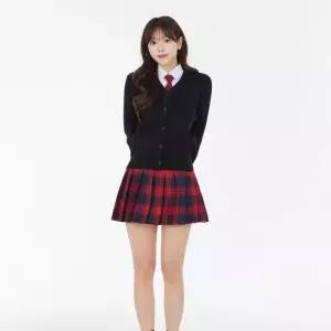 미으 A라인 체크 테니스 스커트(레드) 교복 머메이드