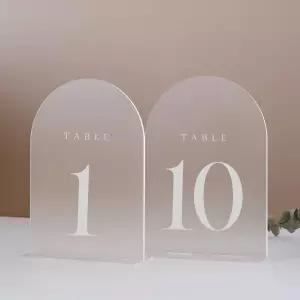 JINMURY 프로스티드 아치 테이블 번호 웨딩 리셉션용 10개 세트 5x7 아크릴 사이니지와 홀더 포함 1-10