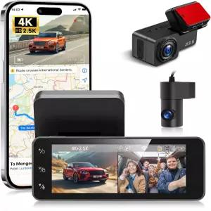 2채널 4K+2.5K 대시캠 전후방 3.16 카메라 WiFi 지원 GPS Starlight 야간 시야 감지 24시간 녹화 주차 모드