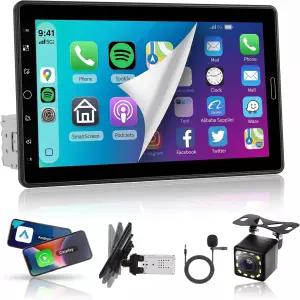 10.1 싱글 DIN 터치스크린 카 스테레오 카플레이 Android Auto 지원 1080P IPS 분리형 블루투스 12LED
