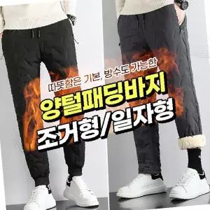 남성 양털 패딩 바지 조거 일자 누빔 방한 팬츠 겨울 방풍 트레이닝 운동복 하의