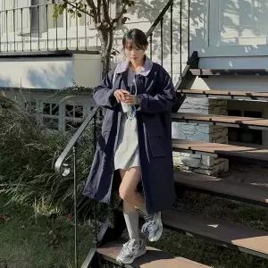 [제작/빅사이즈]이블렛 히타니 배색카라 누빔 싱글코트 제이스타일