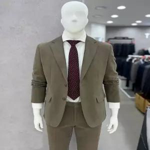 [트루젠]남자 카키 브라운 스웨이드 코튼 면혼방 캐주얼 정장 셋업 수트 세