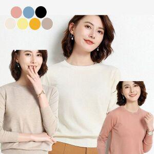 [NS홈쇼핑]여성 기본 데일리 라운드넥 얇은 니트 긴팔티 이너티 [WD4EF41][35140186]