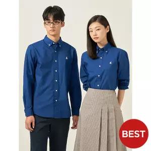 [빈폴] [Essential] 남녀공용 옥스퍼드 솔리드 셔츠 블루 (BC5764E05P)