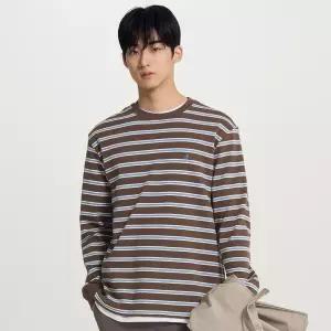 매장정품 BEANPOLE 빈폴 멀티 스트라이프 라운드넥 긴소매 티셔츠 - 브라운 (BC6241C57D) BC6241C57_D_JB 1