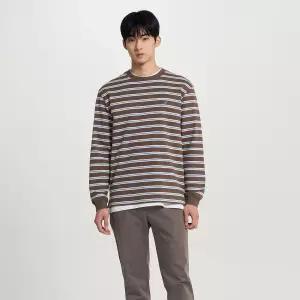 매장정품 BEANPOLE 빈폴 [SS26]멀티 스트라이프 라운드넥 긴소매 티셔츠 - 브라운 :BC6241C57D BC6241C57_D