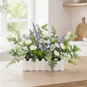 파스텔 들꽃 조화 화분 울타리 set 42x24cm 인테리어 꽃 테이블 로비 장식 소품 행사 꾸미기