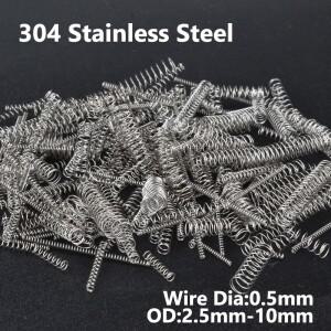 마이크로 소형 리턴 압축 스프링 길이:5mm-50mm SUS304 스테인레스 스틸 와이어 직경:0.5mm