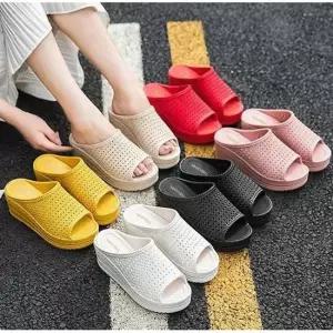 성 6cm 발편한 가보시 통굽 펀칭 키높이 슬리퍼 사무실 회사 실내화 샌들 6cm 발편한 가보시