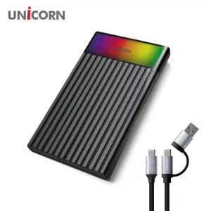 USB3.2 Gen1 2.5인치 HDD SSD 외장하드케이스 컬러LED A+C타입젠더 슬라이딩결합