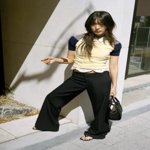 [정품] 자라 ZARA 로우라이즈 스트레이트 팬츠 - 블랙 3067/449/800