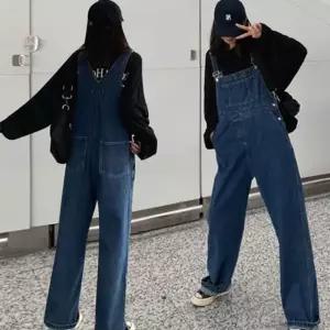 더모아상회 와이드핏 여성 점프수트 청멜빵바지 데님통바지