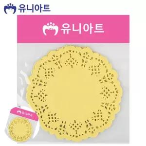 종이레이스컵받침 미술만들기 중 칼라 종이컵받침 레이스 노랑 포장레이스종이 종이 종이레이스