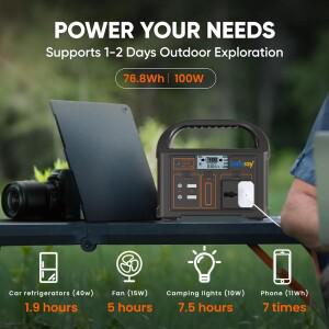 100W 휴대용 발전소 24000mAh LiFePO4 충전 스테이션 태양열 발전기 캠핑을위한 220V/110V 에너지 저장 전