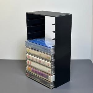 10칸 블랙 플라스틱 테이프 보관 랙, 내구성 있는 가정 및 사무실용 홀더, CD/DVD 미디어 정리대