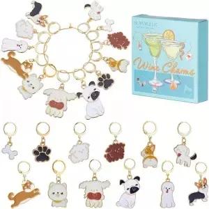 SUNNYCLUE 1 박스 24개입 스티치 마커 코바늘 귀여운 에나멜 강아지 참 뜨개질 클립 분리 가능한 레버백