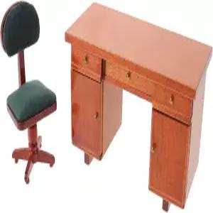 Toyvian 미니어처 책상 및 의자 세트 1 12 스케일 목재 인형의 집 가구 DIY 공예 사진 소품 장면 장식