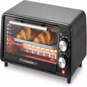 엘리트 고메 ETO449X 토스터 오븐 9.5쿼트/4조각 800W 쿼츠 블랙 8인치 피자에 적합 200-450F 조절 온도