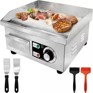 14인치 상업용 전기 그리들 카운터탑 플랫탑 110V 1500W 그릴 논스틱 레스토랑용 테판야키 스테인리스 온도