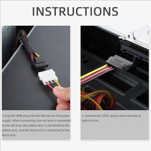4핀 IDE 몰렉스 - 2개의 Sata/SATA 15핀 전원 HDD 분배기 커넥터 케이블(PC용)