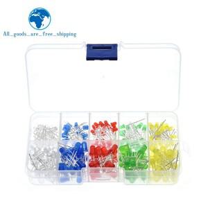 1/3BOX 200PCS 3MM LED 키트 (박스 포함) 혼합 색상 빨강 초록 노랑 파랑 흰색 발광 다이오드 모음 20개입