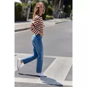 ZARA JEANS Z1975 MOM FIT TIRO ALTO RAYA PLANCHADA - 미디움 블루 7223/037/427