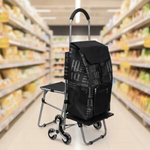 좌석이 있는 접이식 쇼핑카트, 삼륜 디자인의 휴대용 다기능 노인용, 슈퍼마켓용