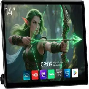 14인치 IPS 터치스크린 카 헤드레스트 모니터 Android 13.0 무선 미러링 듀얼 밴드 WiFi 및 Bluetooth