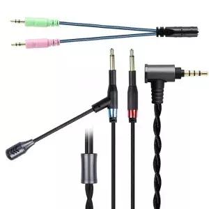 Hifiman Meze Focal 6.4용 마이크가 달린 okcsc Dual 3.5mm 헤드폰 케이블FT 360 사운드 픽업 듀얼 플러그