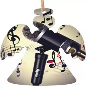 음악 음표가 인쇄된 마이크 크리스마스 나무 장식품 가정 파티용 축제 분위기의 Xmas 트리 걸이