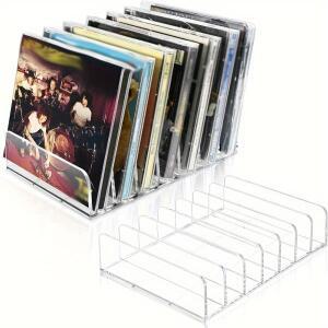 2pcss 투명 아크릴 CD 홀더  디스플레이 랙 최대 14 표준 케이스 미디어 선반 보관