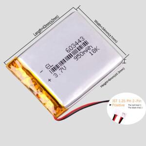 JST1.25 2핀 3.7V 103443 1500mAh 충전식 리튬 이온 폴리머 배터리
