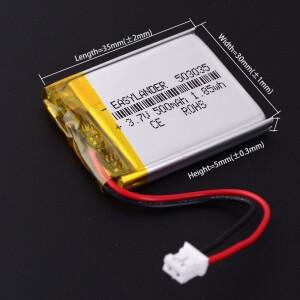 JST PH 2.0mm 2핀 3.7V 500mAh 503035 리튬 폴리머 충전식 배터리
