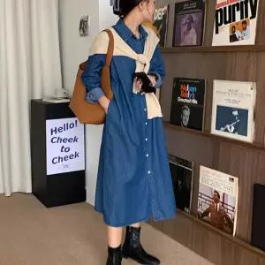 포켓 셔츠 원피스 진청 연청 코디 데일리 스타일링 CGWD127D6 상견례옷차림 공항패션