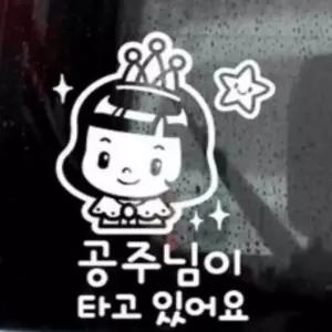 일꼽 차량용스티커 공주님이 타고 있어요 반사시트지 아기가타고있어요 베이비온보드